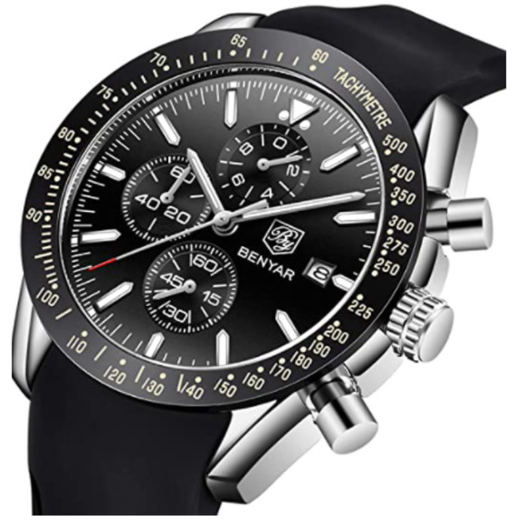 NWT Mens Luxary Benyar Leather Band Watch - Picture 3 of 6